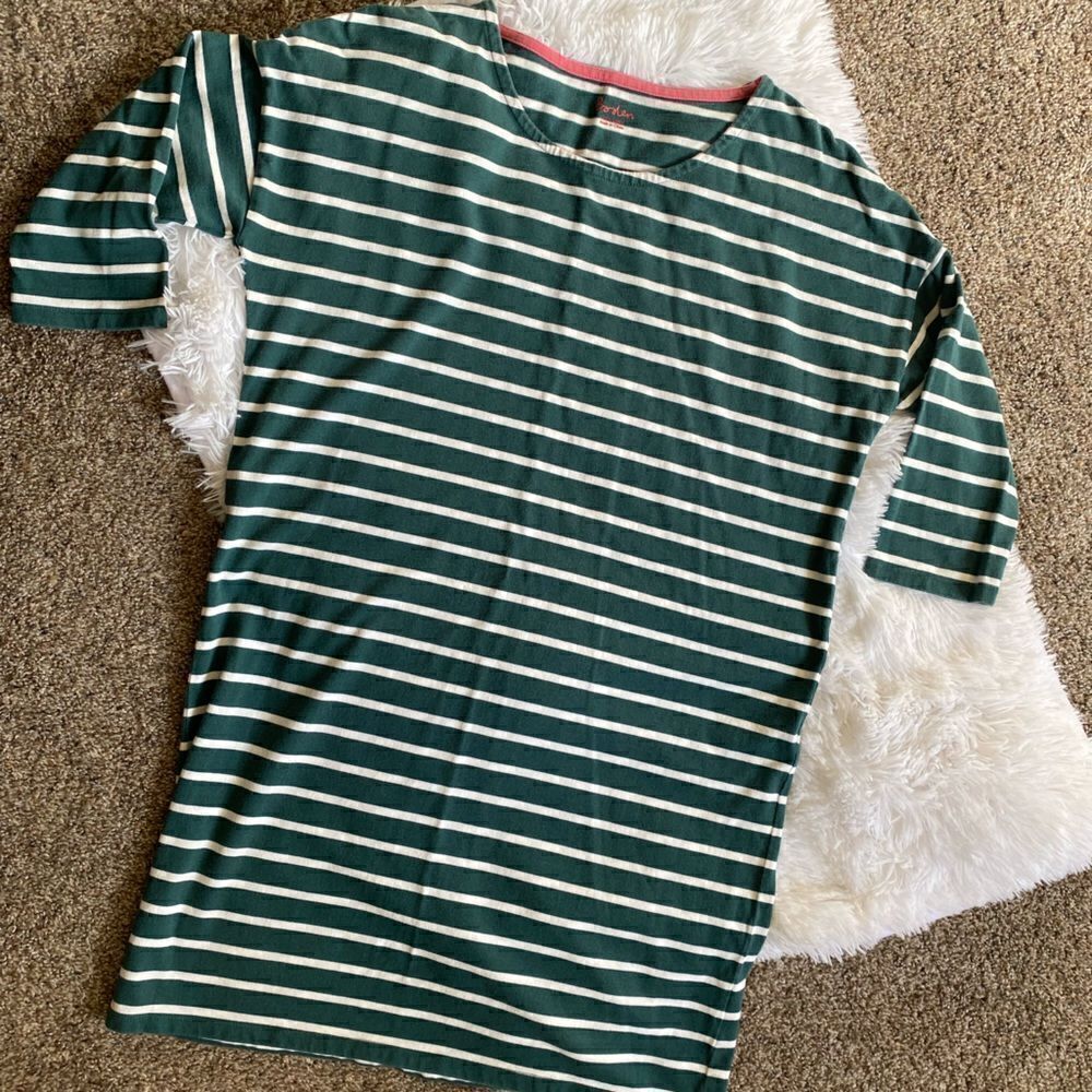 ‎Boden Dress Sheath Striped Cotton Green White